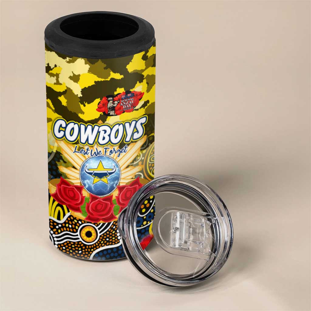 Personalized Cowboys ANZAC Day 4 in 1 Can Cooler Tumbler Australian Army - Lest We Forget
