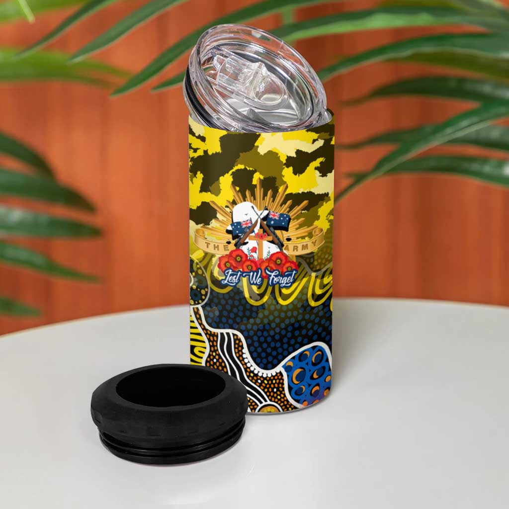 Personalized Cowboys ANZAC Day 4 in 1 Can Cooler Tumbler Australian Army - Lest We Forget