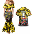 Personalized Cowboys ANZAC Day Couples Matching Mermaid Dress and Hawaiian Shirt Australian Army - Lest We Forget
