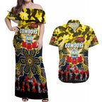Personalized Cowboys ANZAC Day Couples Matching Off Shoulder Maxi Dress and Hawaiian Shirt Australian Army - Lest We Forget