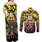Personalized Cowboys ANZAC Day Couples Matching Off Shoulder Maxi Dress and Long Sleeve Button Shirt Australian Army - Lest We Forget