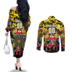 Personalized Cowboys ANZAC Day Couples Matching Off The Shoulder Long Sleeve Dress and Long Sleeve Button Shirt Australian Army - Lest We Forget
