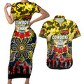 Personalized Cowboys ANZAC Day Couples Matching Short Sleeve Bodycon Dress and Hawaiian Shirt Australian Army - Lest We Forget