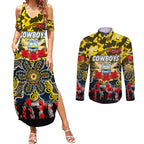 Personalized Cowboys ANZAC Day Couples Matching Summer Maxi Dress and Long Sleeve Button Shirt Australian Army - Lest We Forget