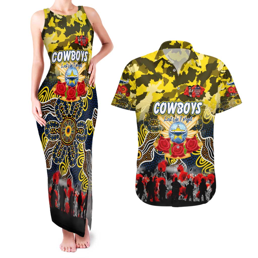 Personalized Cowboys ANZAC Day Couples Matching Tank Maxi Dress and Hawaiian Shirt Australian Army - Lest We Forget
