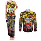Personalized Cowboys ANZAC Day Couples Matching Tank Maxi Dress and Long Sleeve Button Shirt Australian Army - Lest We Forget