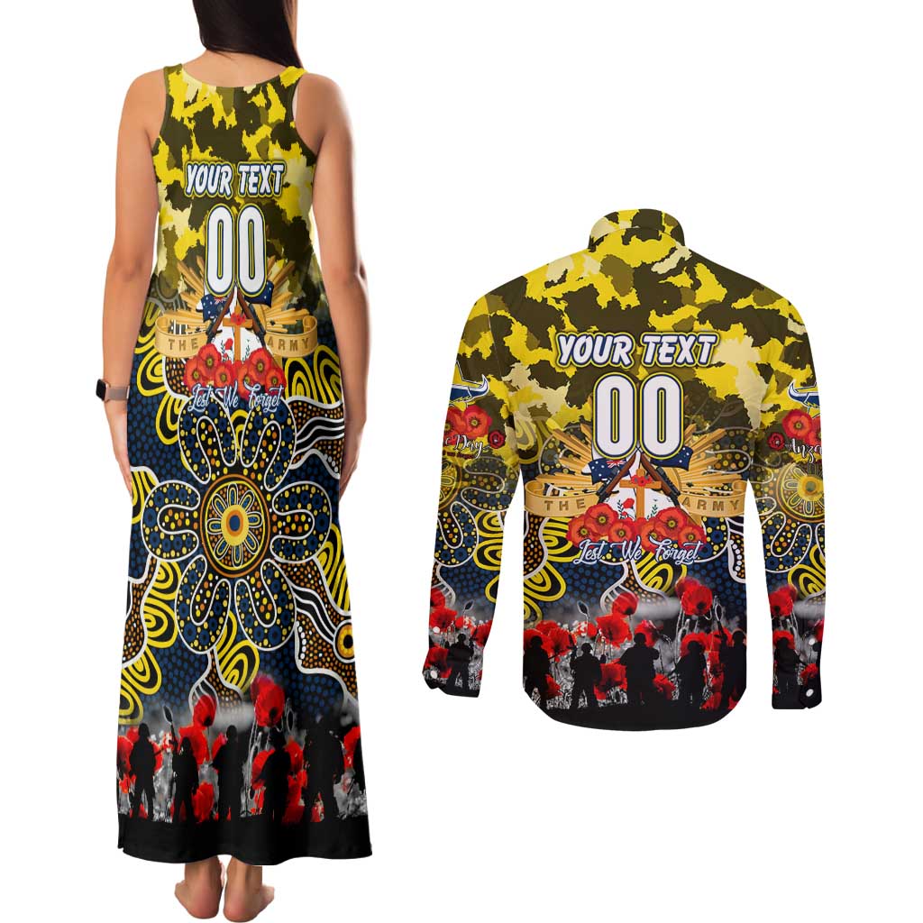 Personalized Cowboys ANZAC Day Couples Matching Tank Maxi Dress and Long Sleeve Button Shirt Australian Army - Lest We Forget