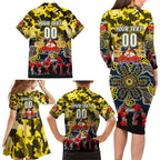 Personalized Cowboys ANZAC Day Family Matching Long Sleeve Bodycon Dress and Hawaiian Shirt Australian Army - Lest We Forget