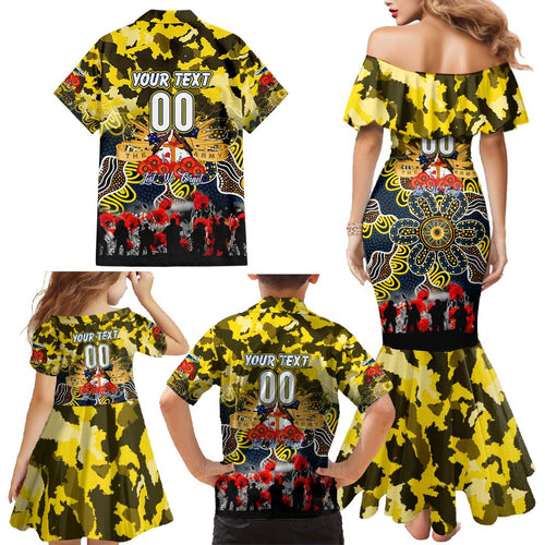 Personalized Cowboys ANZAC Day Family Matching Mermaid Dress and Hawaiian Shirt Australian Army - Lest We Forget