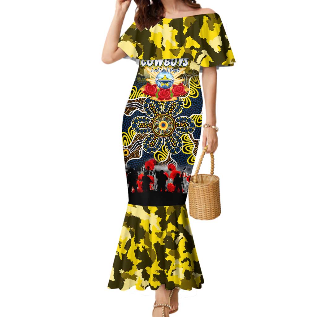 Personalized Cowboys ANZAC Day Family Matching Mermaid Dress and Hawaiian Shirt Australian Army - Lest We Forget
