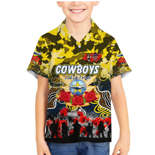 Personalized Cowboys ANZAC Day Family Matching Mermaid Dress and Hawaiian Shirt Australian Army - Lest We Forget
