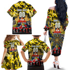 Personalized Cowboys ANZAC Day Family Matching Off The Shoulder Long Sleeve Dress and Hawaiian Shirt Australian Army - Lest We Forget