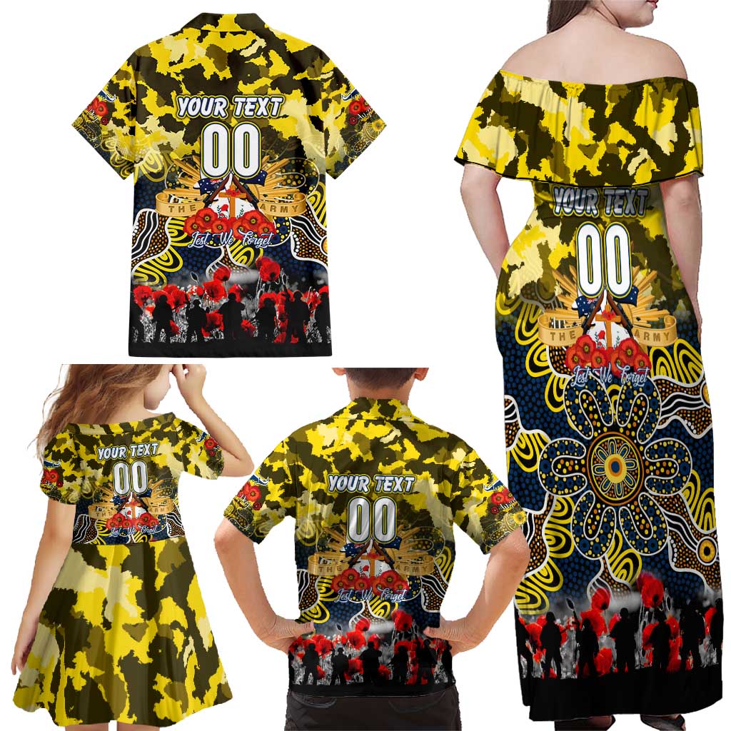 Personalized Cowboys ANZAC Day Family Matching Off Shoulder Maxi Dress and Hawaiian Shirt Australian Army - Lest We Forget