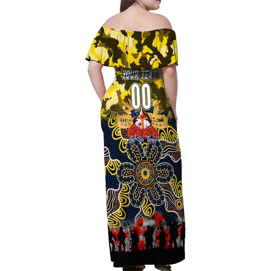 Personalized Cowboys ANZAC Day Family Matching Off Shoulder Maxi Dress and Hawaiian Shirt Australian Army - Lest We Forget
