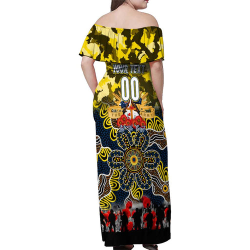 Personalized Cowboys ANZAC Day Family Matching Off Shoulder Maxi Dress and Hawaiian Shirt Australian Army - Lest We Forget