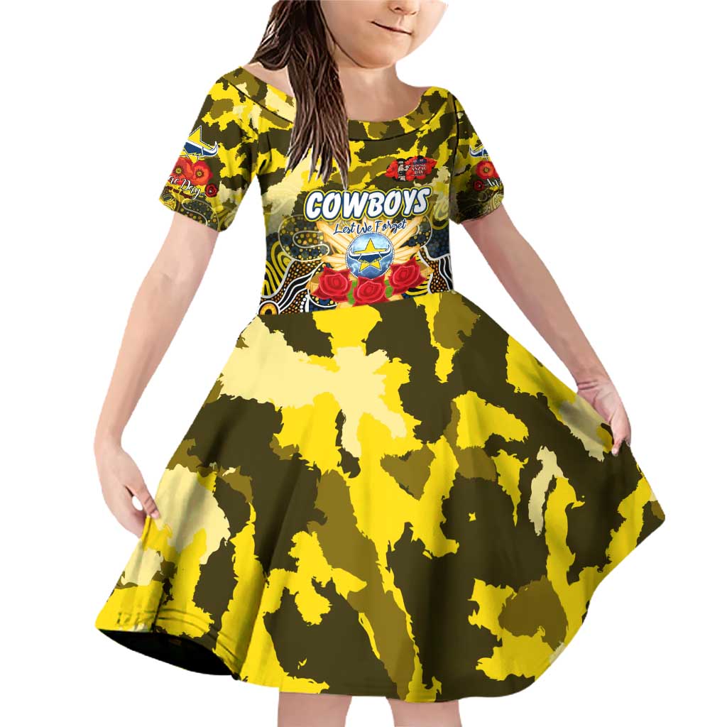 Personalized Cowboys ANZAC Day Family Matching Off Shoulder Short Dress and Hawaiian Shirt Australian Army - Lest We Forget