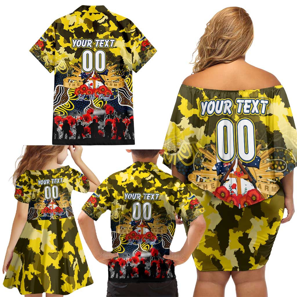 Personalized Cowboys ANZAC Day Family Matching Off Shoulder Short Dress and Hawaiian Shirt Australian Army - Lest We Forget