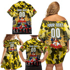 Personalized Cowboys ANZAC Day Family Matching Off Shoulder Short Dress and Hawaiian Shirt Australian Army - Lest We Forget