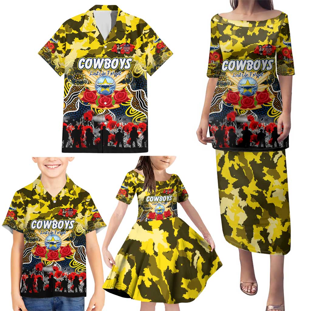 Personalized Cowboys ANZAC Day Family Matching Puletasi and Hawaiian Shirt Australian Army - Lest We Forget