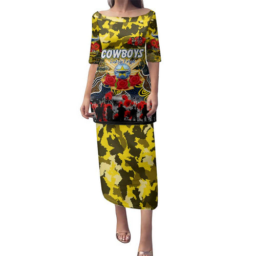 Personalized Cowboys ANZAC Day Family Matching Puletasi and Hawaiian Shirt Australian Army - Lest We Forget