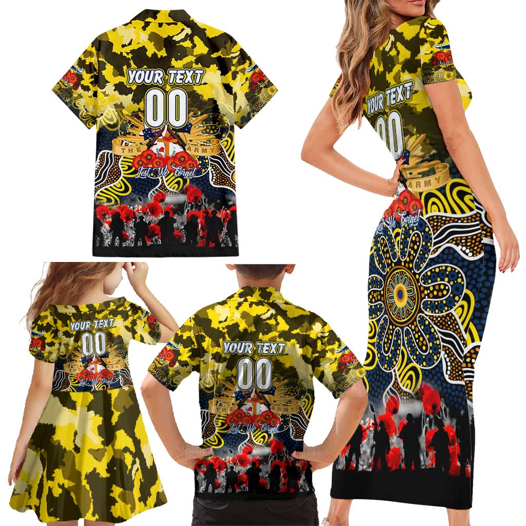 Personalized Cowboys ANZAC Day Family Matching Short Sleeve Bodycon Dress and Hawaiian Shirt Australian Army - Lest We Forget