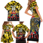 Personalized Cowboys ANZAC Day Family Matching Short Sleeve Bodycon Dress and Hawaiian Shirt Australian Army - Lest We Forget
