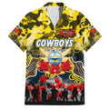 Personalized Cowboys ANZAC Day Family Matching Short Sleeve Bodycon Dress and Hawaiian Shirt Australian Army - Lest We Forget