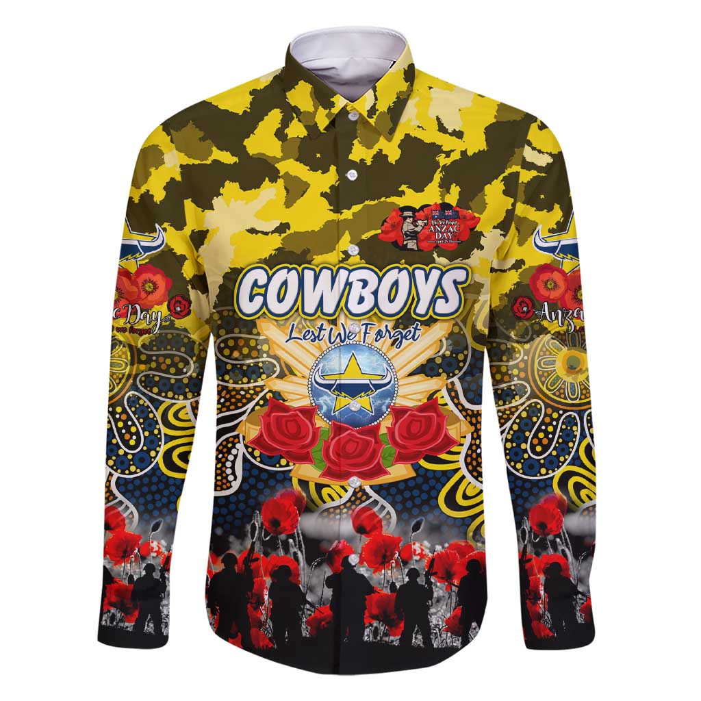 Personalized Cowboys ANZAC Day Family Matching Short Sleeve Bodycon Dress and Hawaiian Shirt Australian Army - Lest We Forget