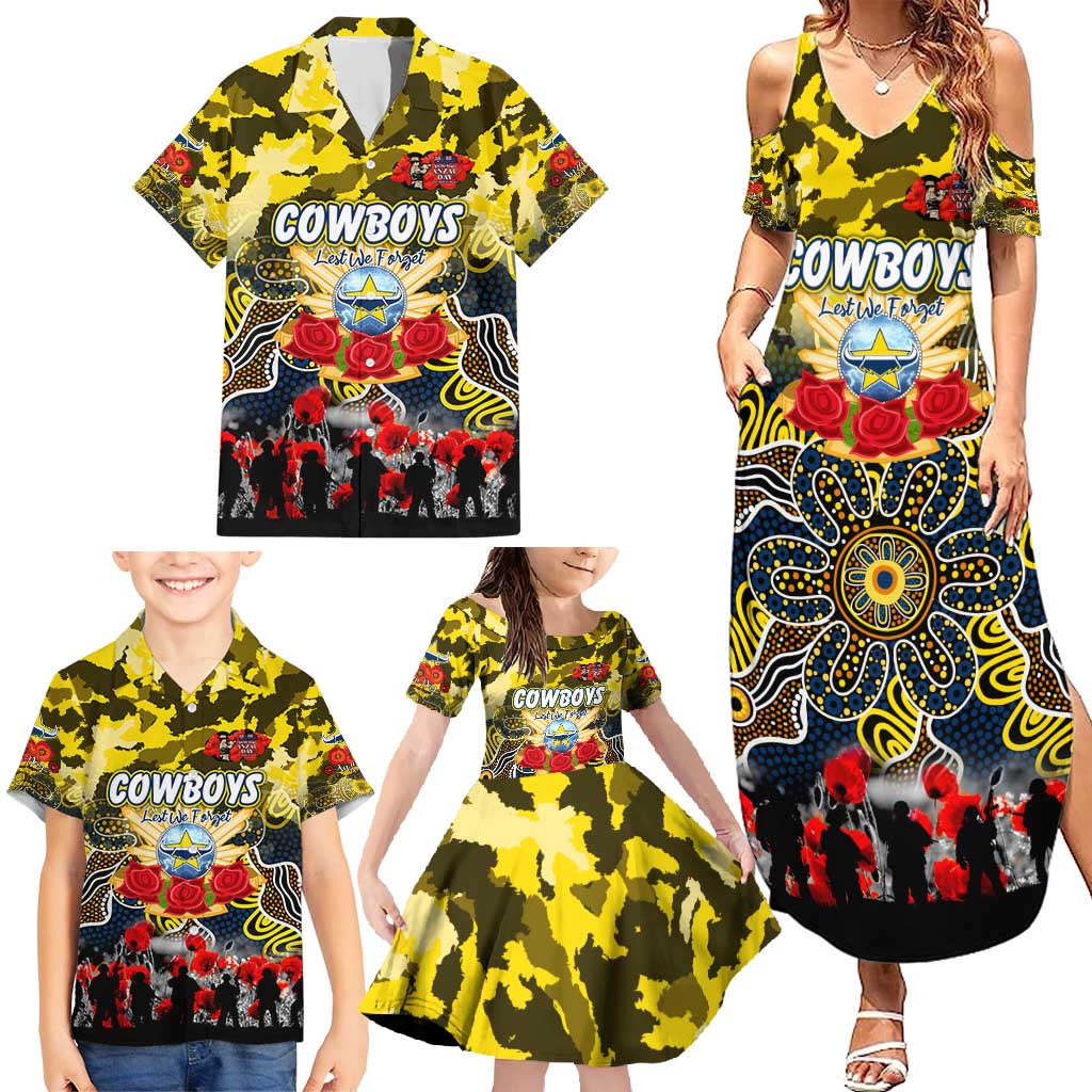 Personalized Cowboys ANZAC Day Family Matching Summer Maxi Dress and Hawaiian Shirt Australian Army - Lest We Forget
