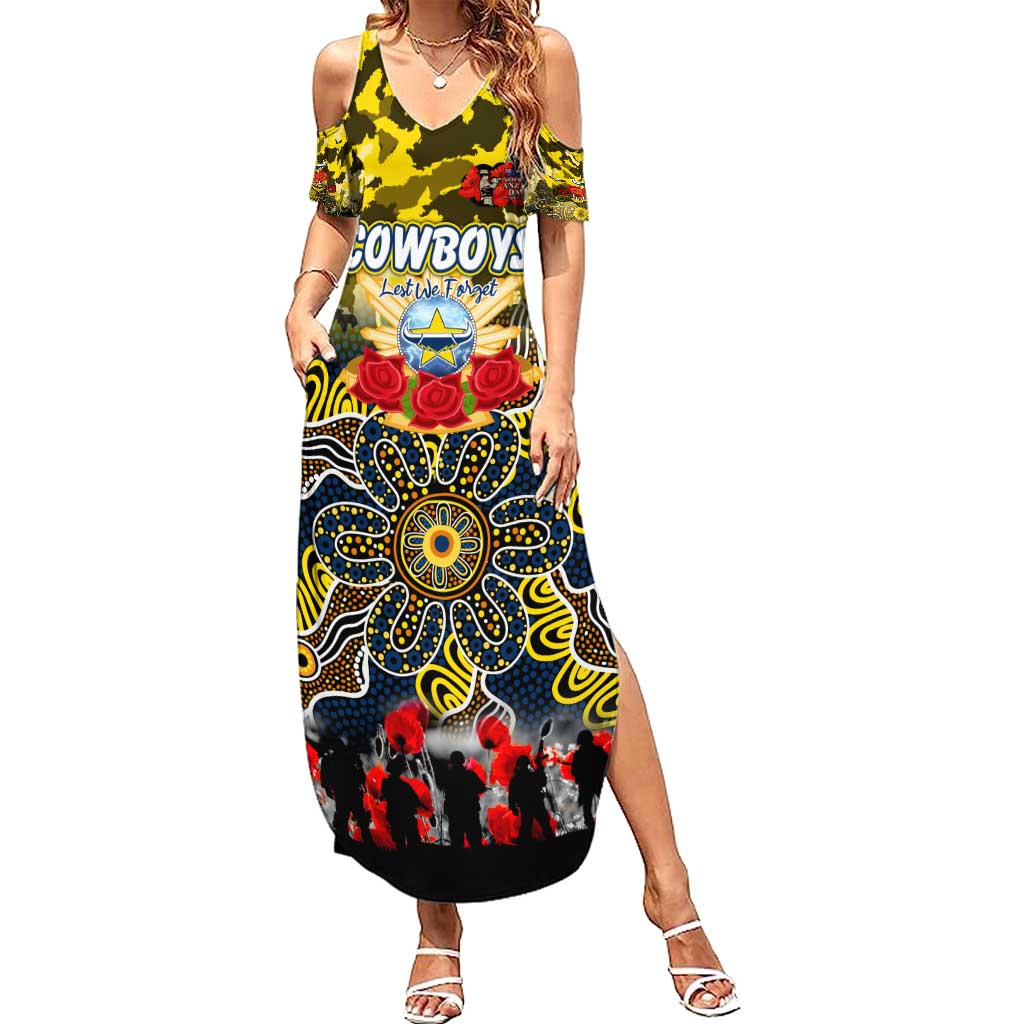 Personalized Cowboys ANZAC Day Family Matching Summer Maxi Dress and Hawaiian Shirt Australian Army - Lest We Forget