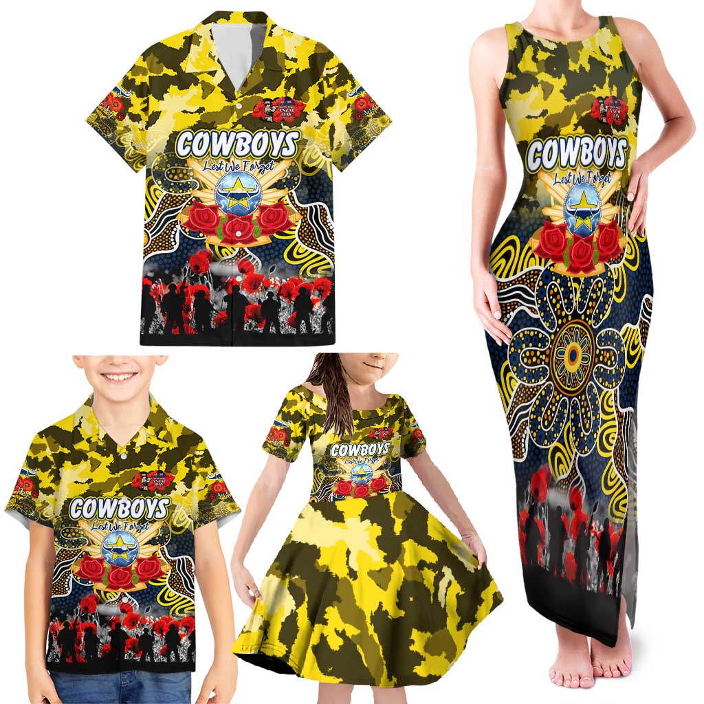 Personalized Cowboys ANZAC Day Family Matching Tank Maxi Dress and Hawaiian Shirt Australian Army - Lest We Forget