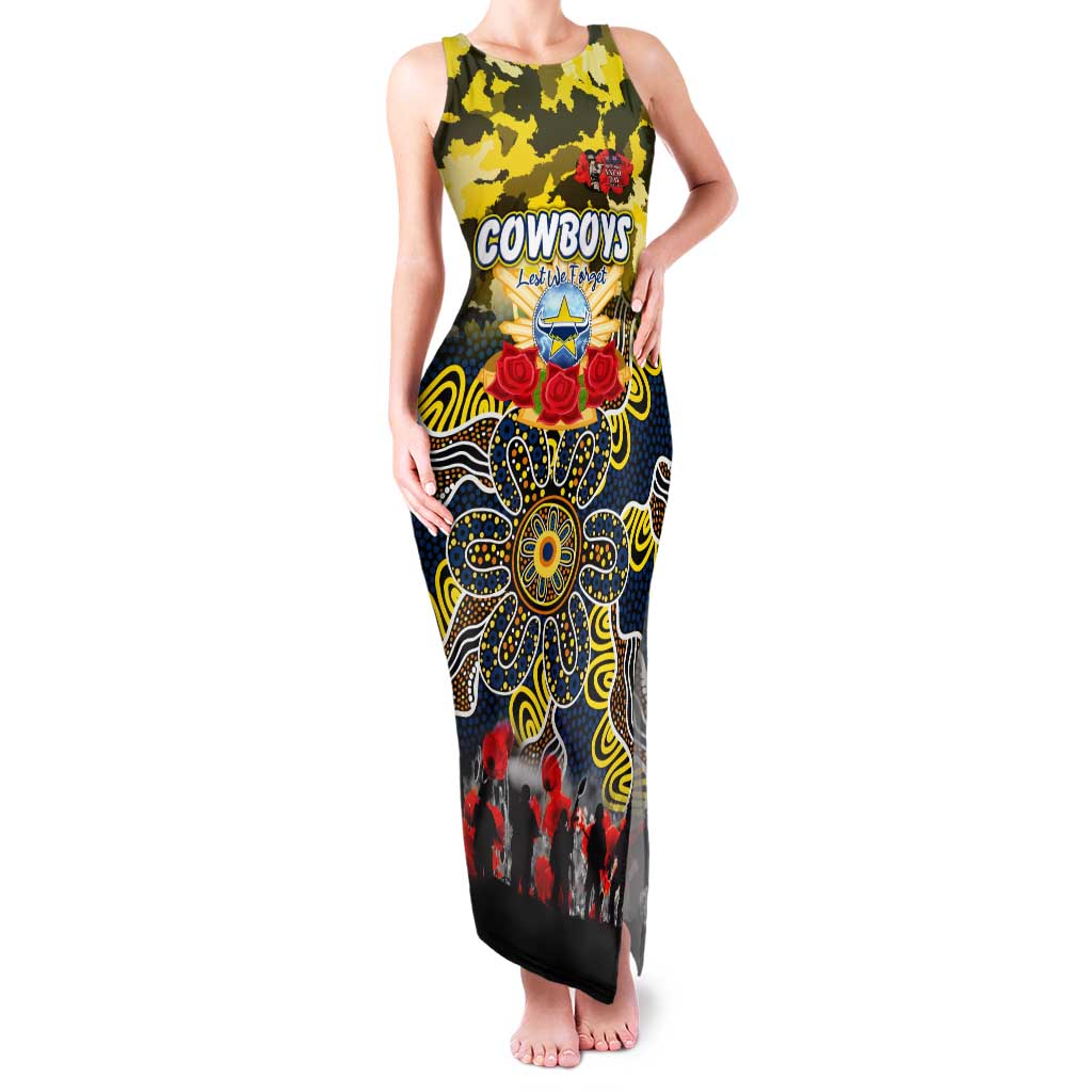 Personalized Cowboys ANZAC Day Family Matching Tank Maxi Dress and Hawaiian Shirt Australian Army - Lest We Forget