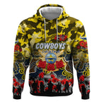 Personalized Cowboys ANZAC Day Hoodie Australian Army - Lest We Forget