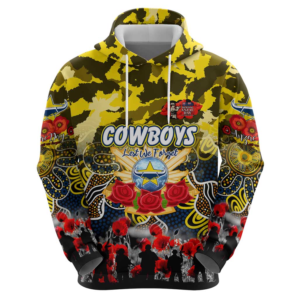 Personalized Cowboys ANZAC Day Hoodie Australian Army - Lest We Forget
