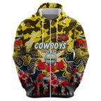 Personalized Cowboys ANZAC Day Hoodie Australian Army - Lest We Forget