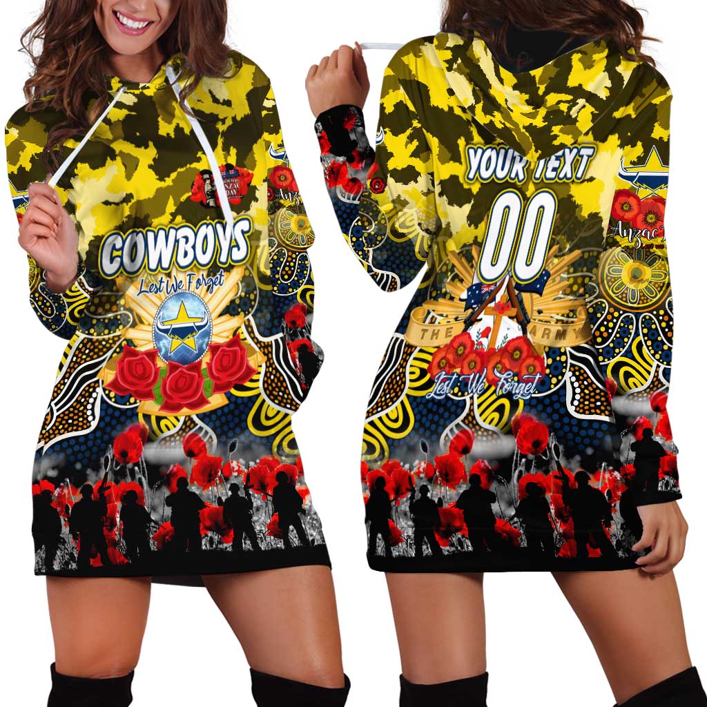 Personalized Cowboys ANZAC Day Hoodie Dress Australian Army - Lest We Forget