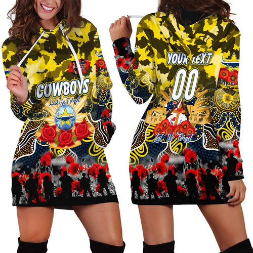 Personalized Cowboys ANZAC Day Hoodie Dress Australian Army - Lest We Forget