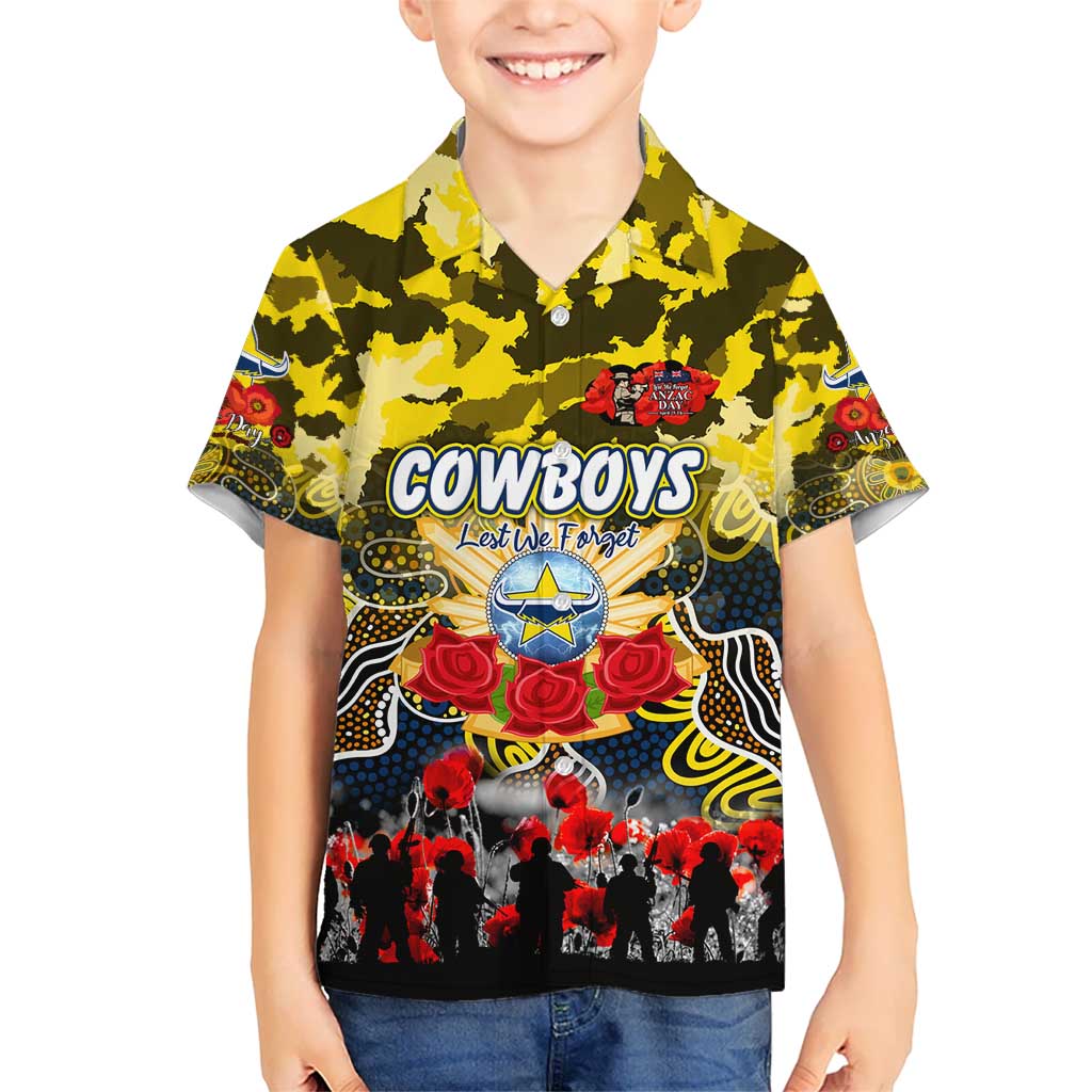 Personalized Cowboys ANZAC Day Kid Hawaiian Shirt Australian Army - Lest We Forget