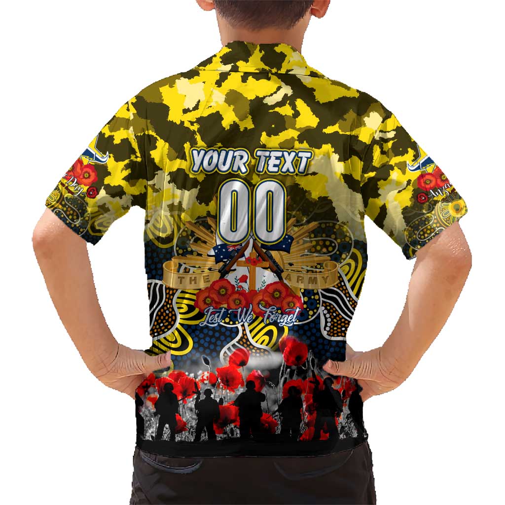 Personalized Cowboys ANZAC Day Kid Hawaiian Shirt Australian Army - Lest We Forget
