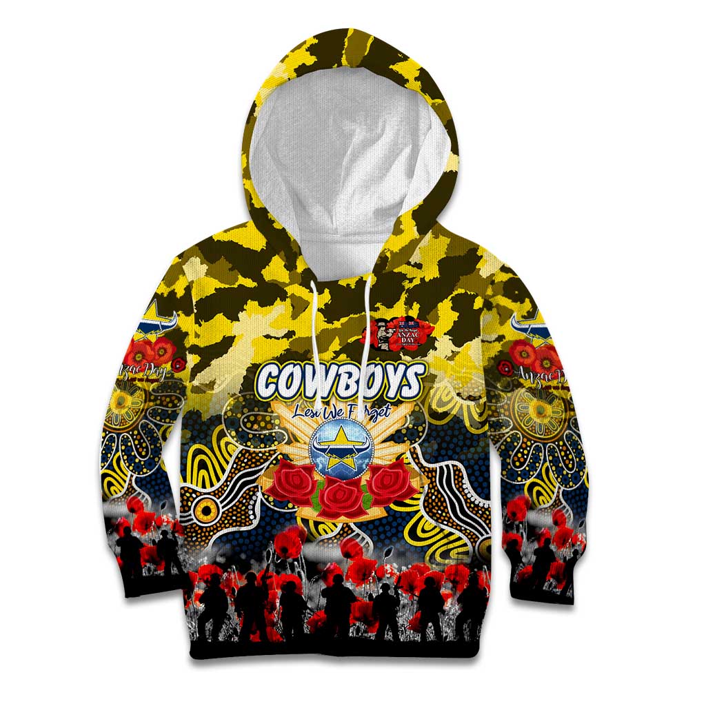 Personalized Cowboys ANZAC Day Kid Hoodie Australian Army - Lest We Forget