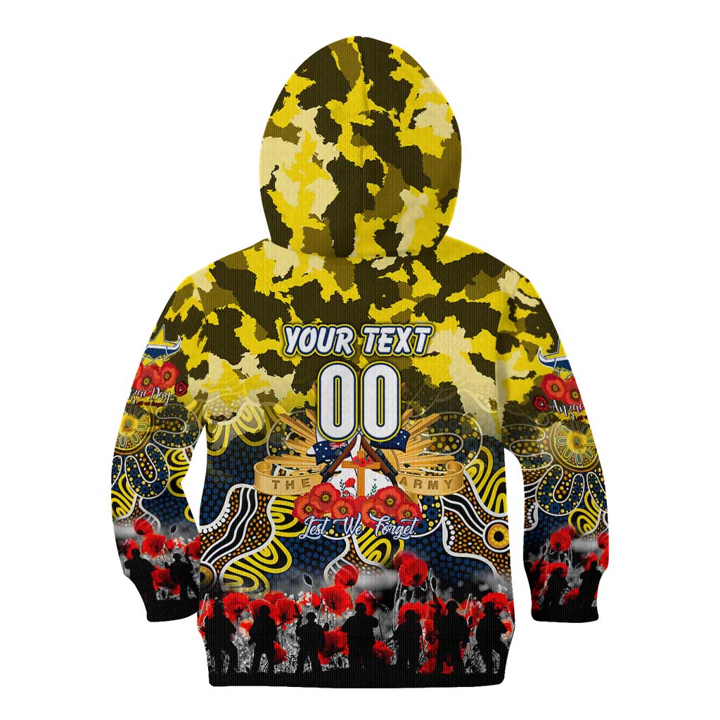 Personalized Cowboys ANZAC Day Kid Hoodie Australian Army - Lest We Forget