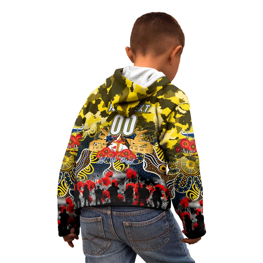 Personalized Cowboys ANZAC Day Kid Hoodie Australian Army - Lest We Forget