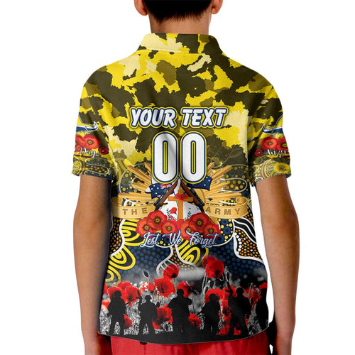 Personalized Cowboys ANZAC Day Kid Polo Shirt Australian Army - Lest We Forget