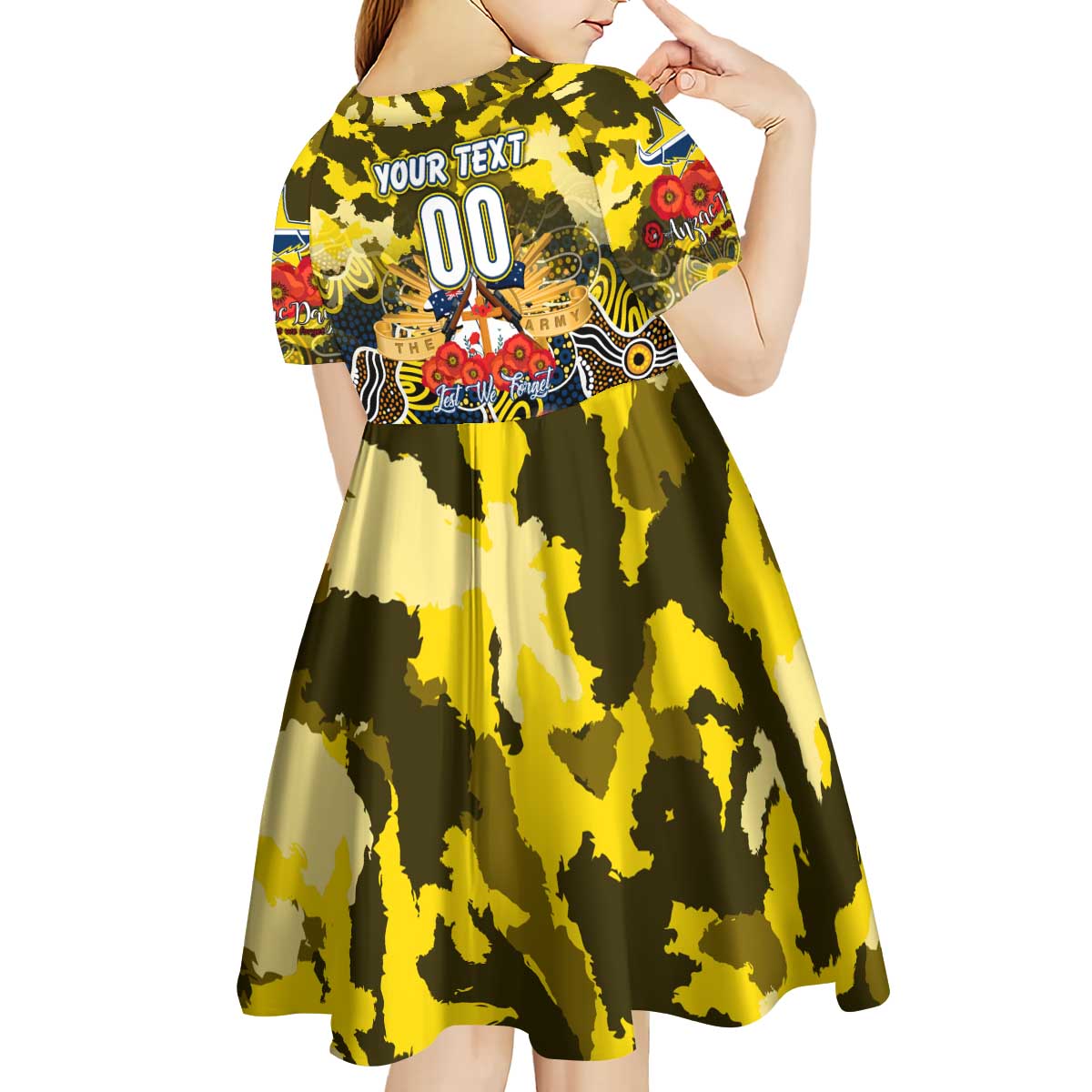 Personalized Cowboys ANZAC Day Kid Short Sleeve Dress Australian Army - Lest We Forget