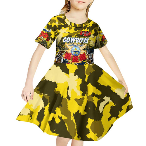 Personalized Cowboys ANZAC Day Kid Short Sleeve Dress Australian Army - Lest We Forget
