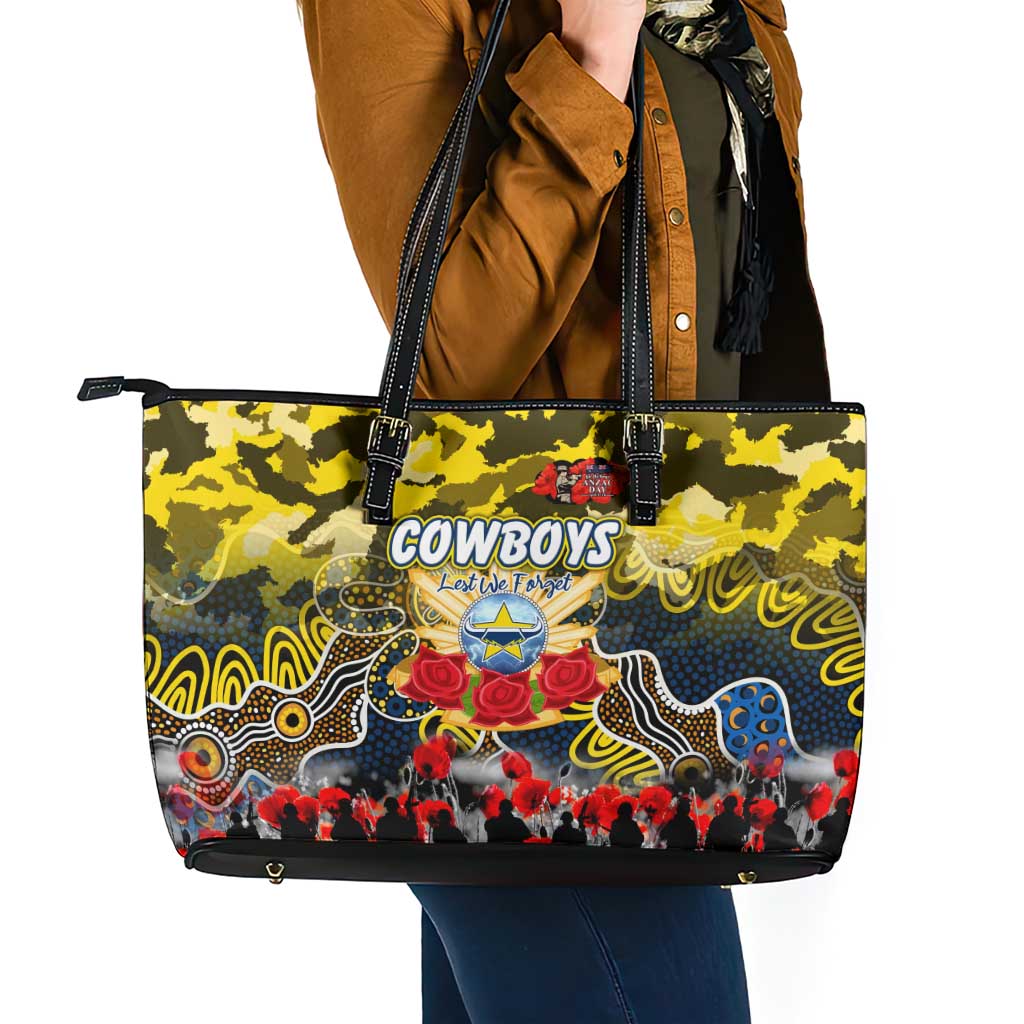 Cowboys ANZAC Day Leather Tote Bag Australian Army - Lest We Forget