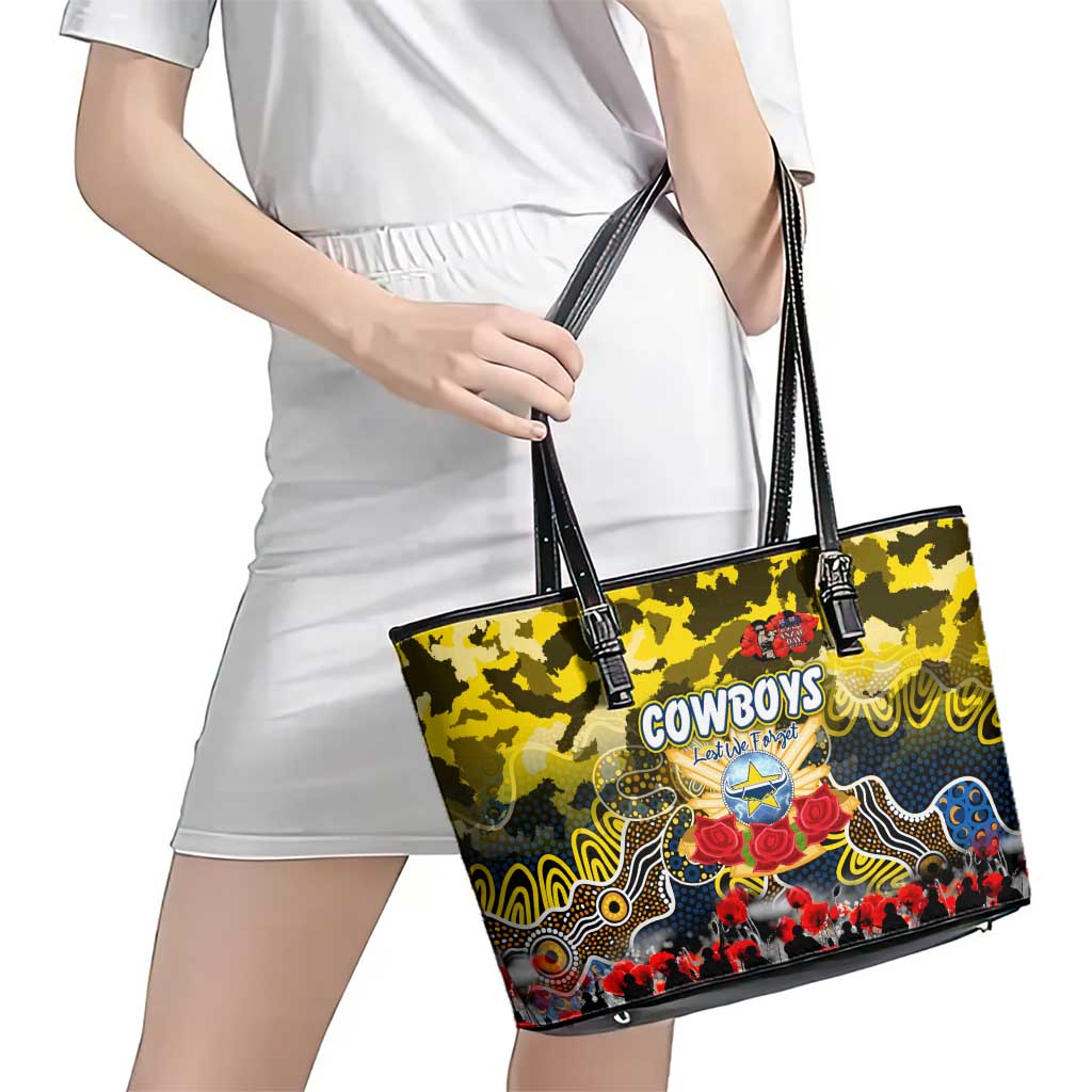 Cowboys ANZAC Day Leather Tote Bag Australian Army - Lest We Forget
