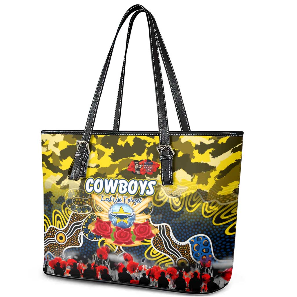 Cowboys ANZAC Day Leather Tote Bag Australian Army - Lest We Forget