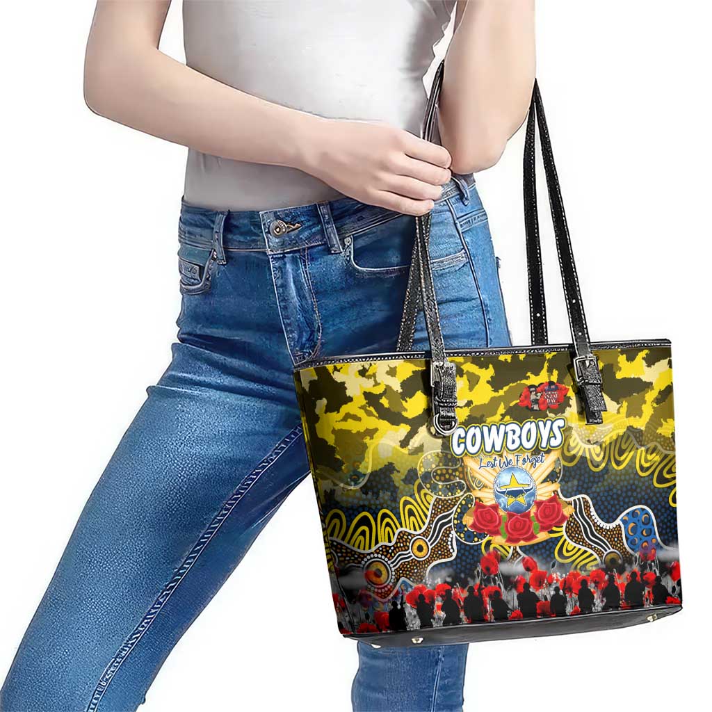Cowboys ANZAC Day Leather Tote Bag Australian Army - Lest We Forget