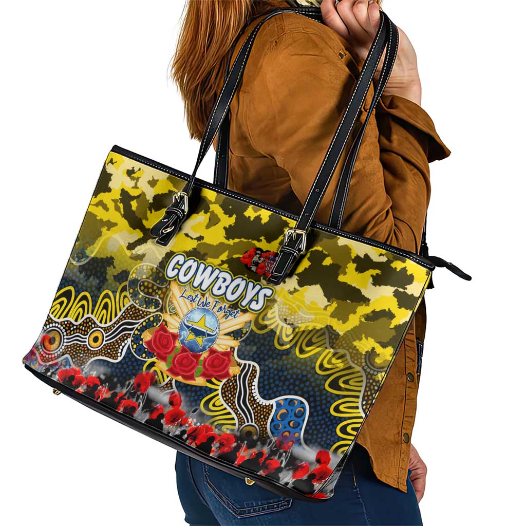 Cowboys ANZAC Day Leather Tote Bag Australian Army - Lest We Forget